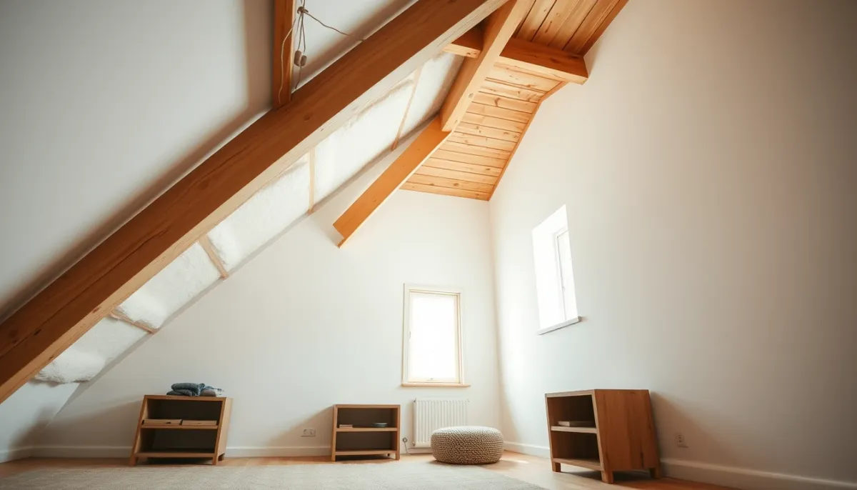 Combles aménagés confortables avec isolation sarking et charpente apparente