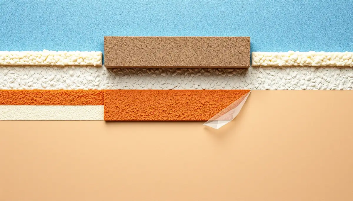 Coupe transversale d'un mur isolé phoniquement montrant les différentes couches de matériaux
