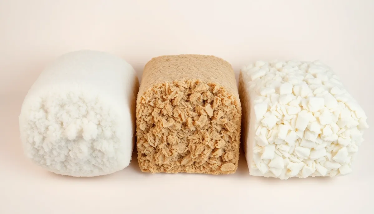 Comparatif de différents isolants : laine de verre, laine de bois et fibre de bois